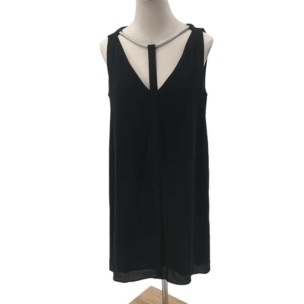 BCBGMaxAzria Black V-Neck Sleeveless Choker Mini Dress Size S Women's